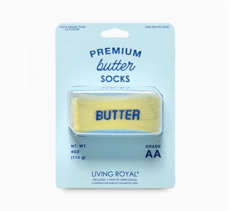 3D Packaged Crew Socks - Butter Stick Light Blue - Image 2