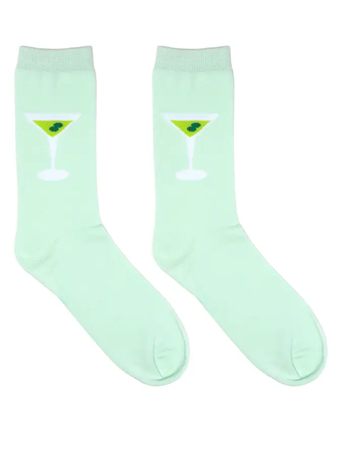 3D Packaged Crew Socks - Martini Glass