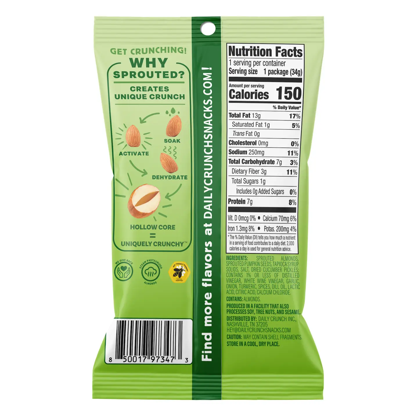 Dill Pickle Sprouted Almonds, 1.2oz - Image 2