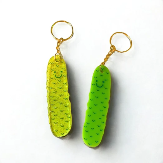 Glitter Pickle Acrylic Keychain - Image 2