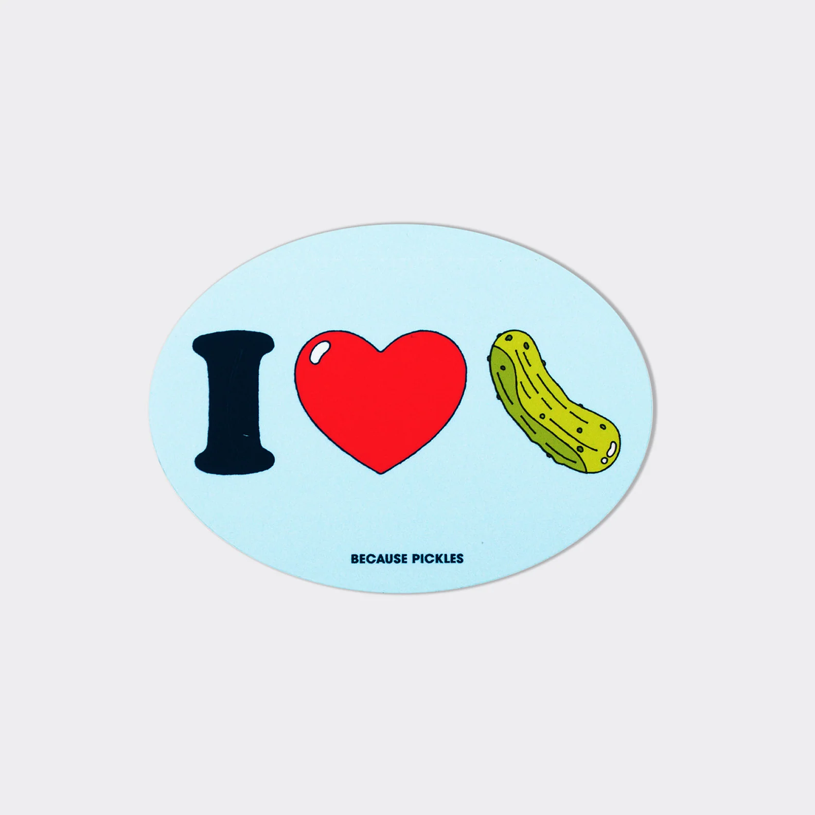 I Heart Pickles Oval Sticker - Image 3