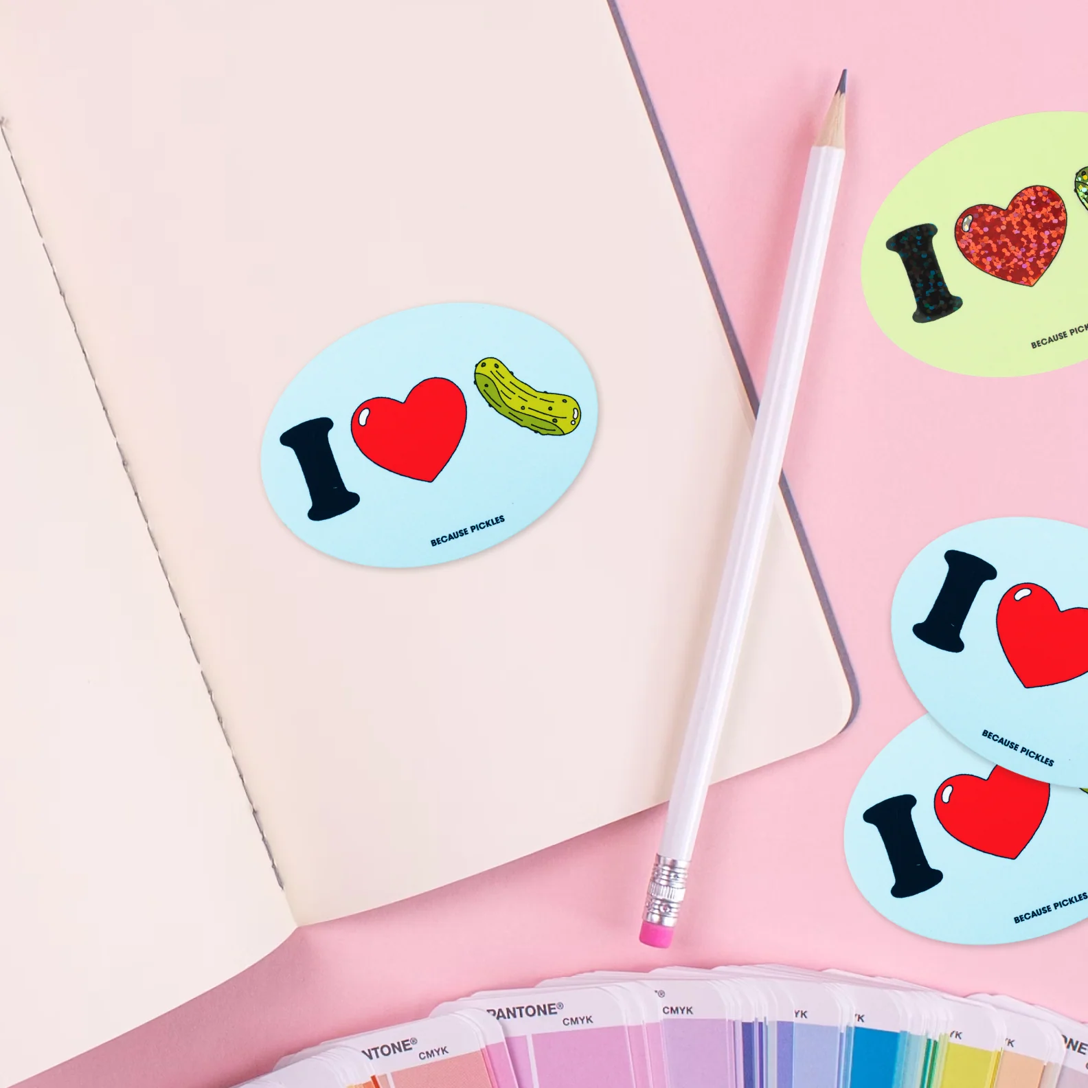 I Heart Pickles Oval Sticker - Image 4