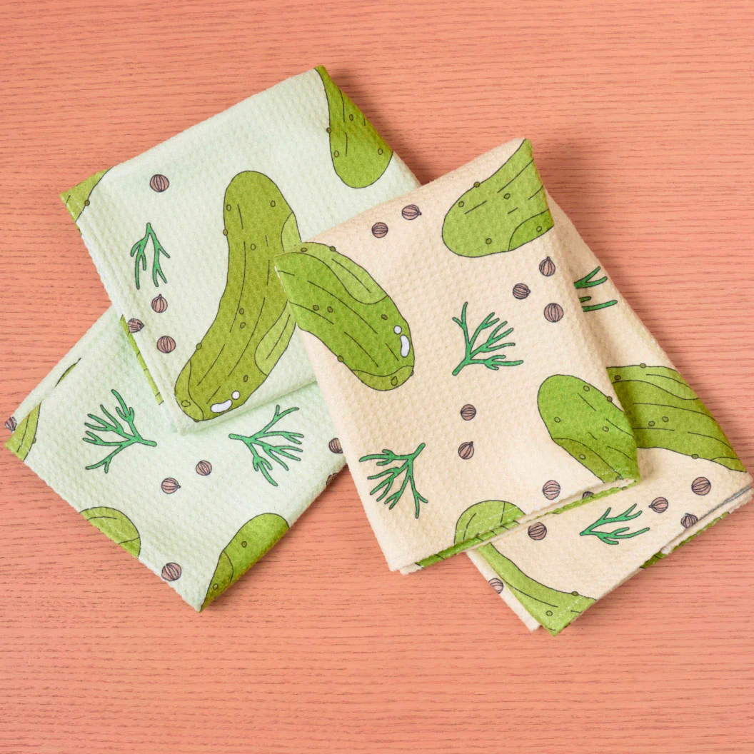 Cream Dill Pickles Kitchen Towel - Image 2