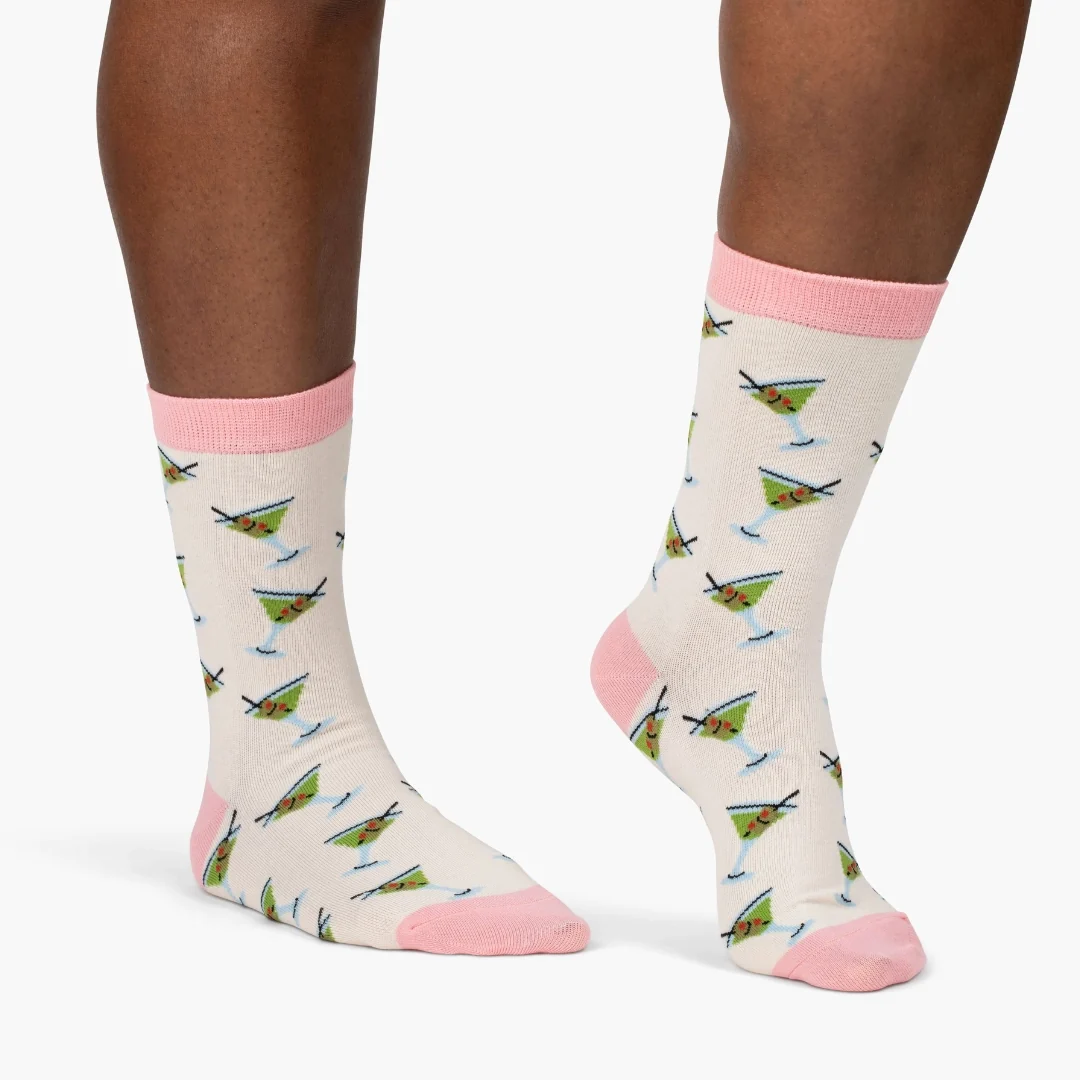 Pink Colorblock Martini Crew Socks - Image 2