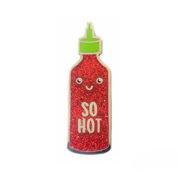 So Hot Sriracha Glitter Enamel Pin